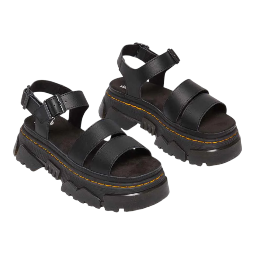 Dr. Martens סנדלי פלטפורמה שחורים לנשים – רצועות רחבות