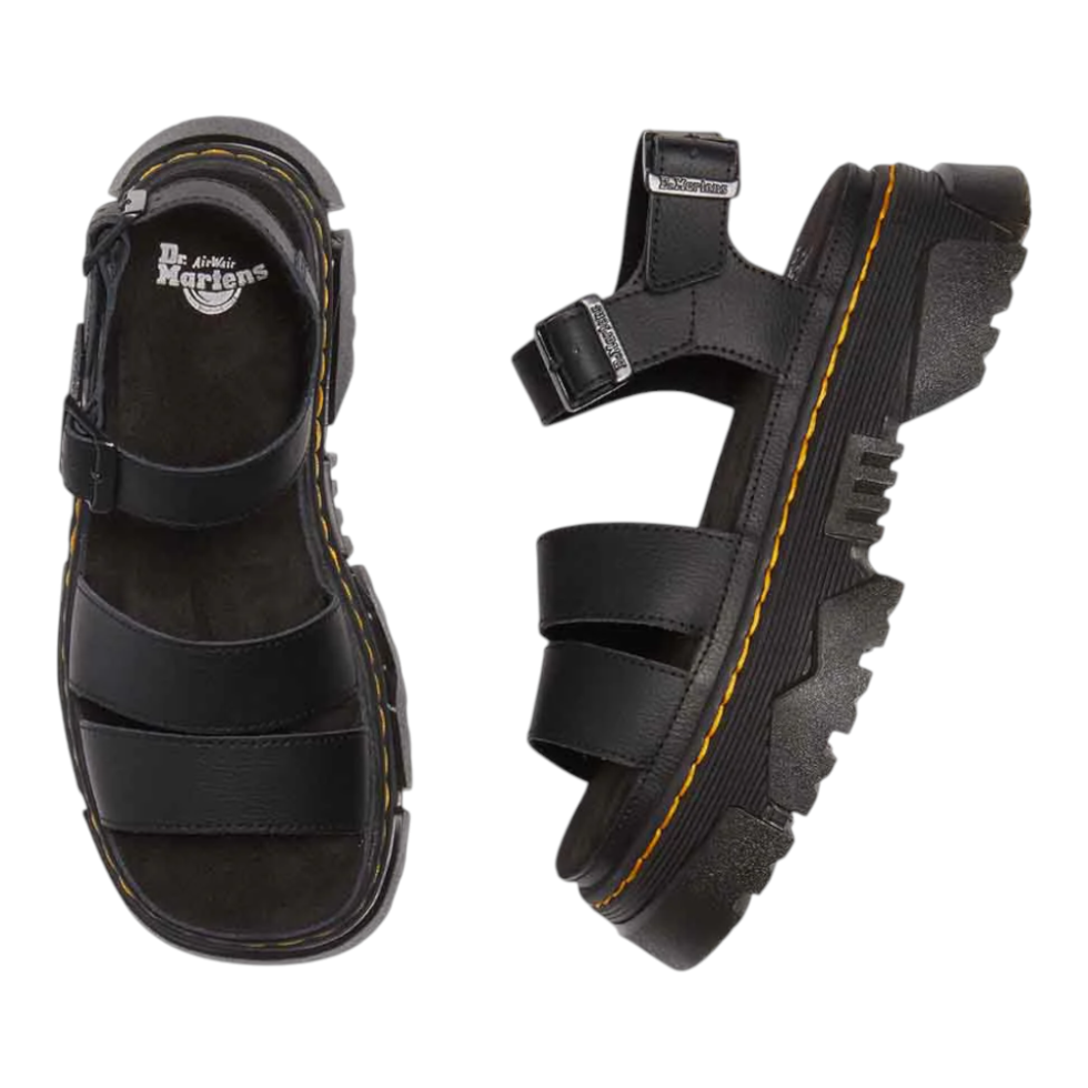 Dr. Martens סנדלי פלטפורמה שחורים לנשים – רצועות רחבות