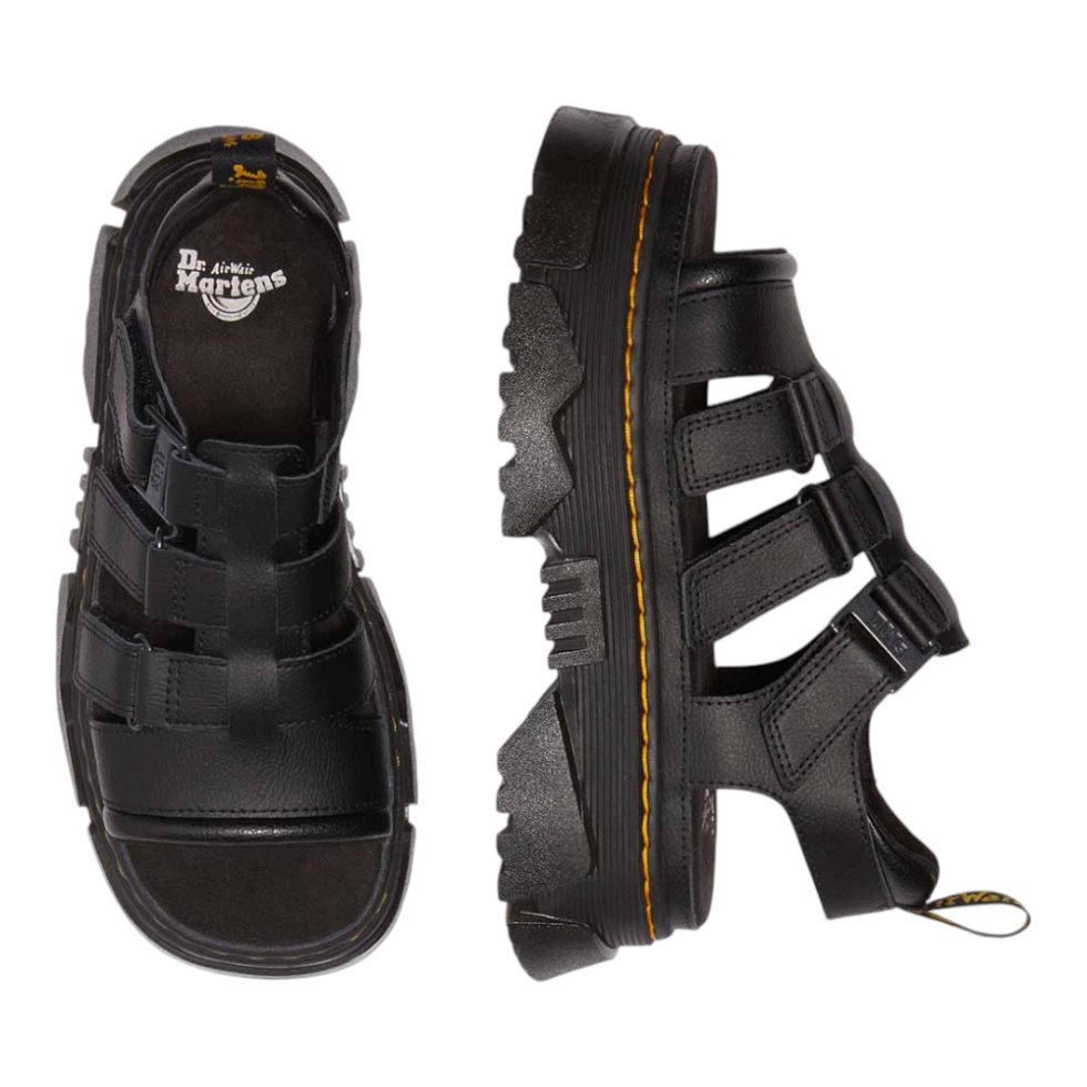 Dr. Martens סנדלי פלטפורמה שחורים לנשים – שלוש רצועות