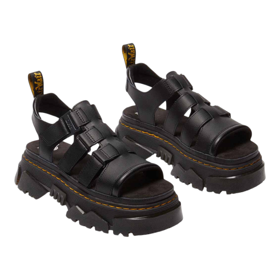 Dr. Martens סנדלי פלטפורמה שחורים לנשים – שלוש רצועות