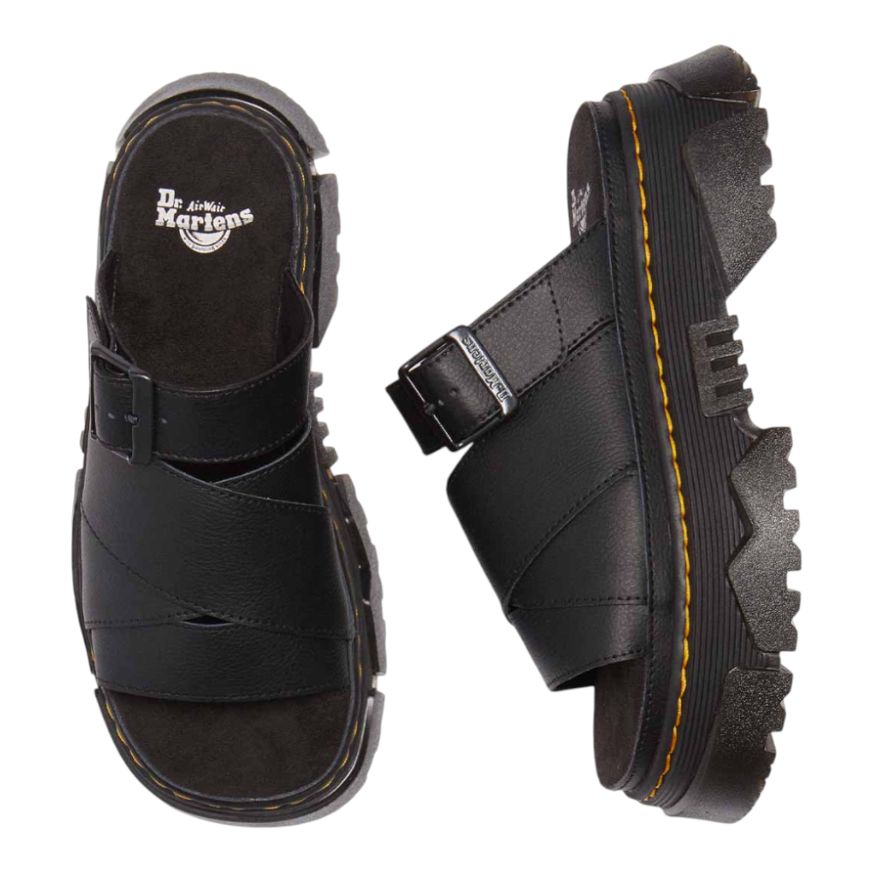 Dr. Martens כפכפי פלטפורמה שחורים לנשים עם אבזם