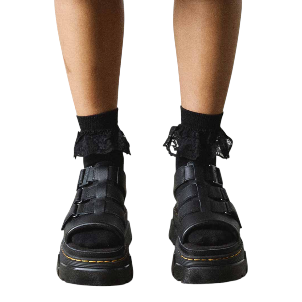 Dr. Martens סנדלי פלטפורמה שחורים לנשים – שלוש רצועות
